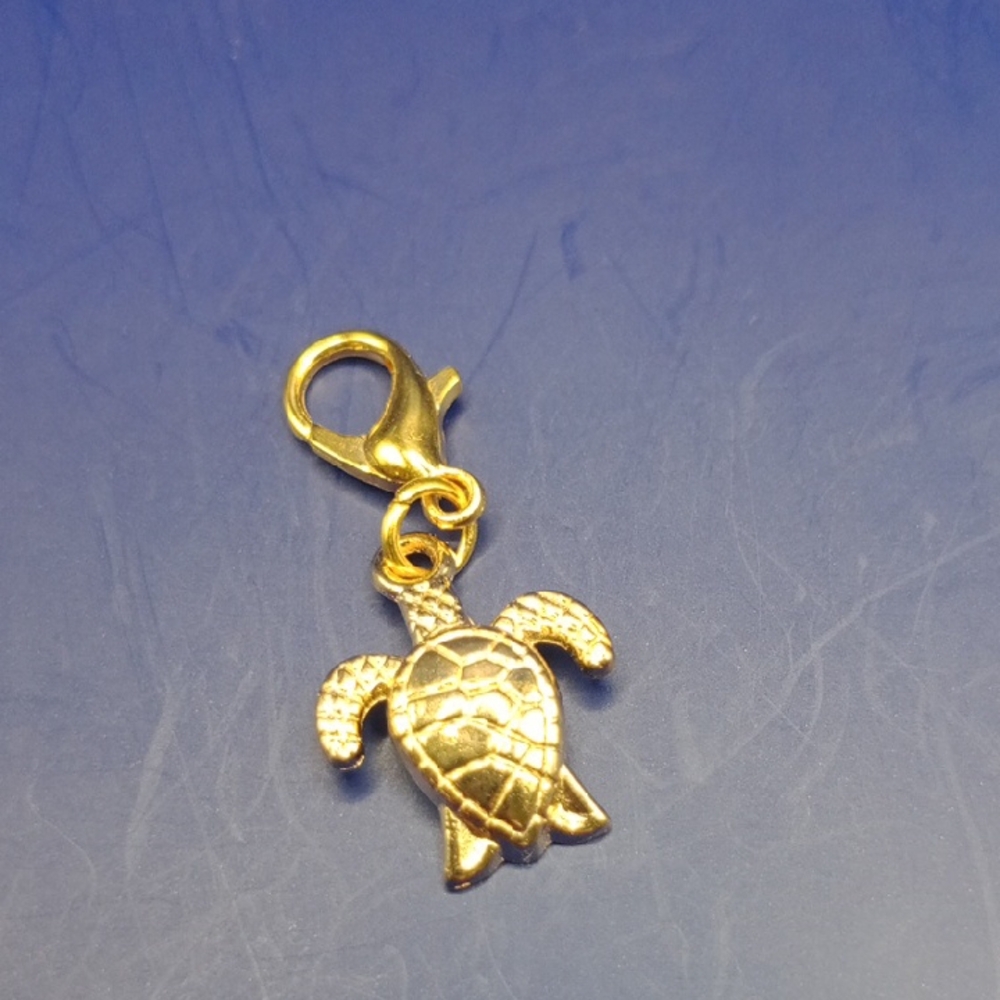 Gold Turtle Charm Pendant